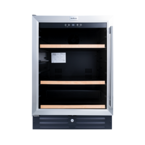 SnoMaster - 145L Under-Counter Beverage Cooler - Black With Stainless Steel Trim
