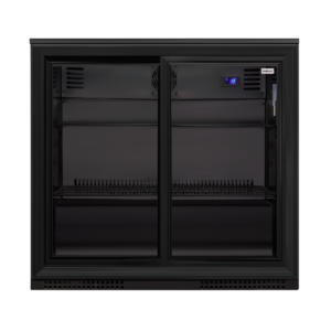 SnoMaster - 200L Under-Counter Sliding Door Beverage Cooler - Black with Matching Interior