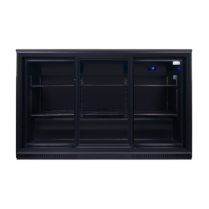 SnoMaster - 300L Under-Counter Sliding Door Beverage Cooler - Black with Matching Interior