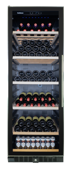 SnoMaster - 119 Bottle Single Zone Wine Cooler - Black with Stainless Steel Trim